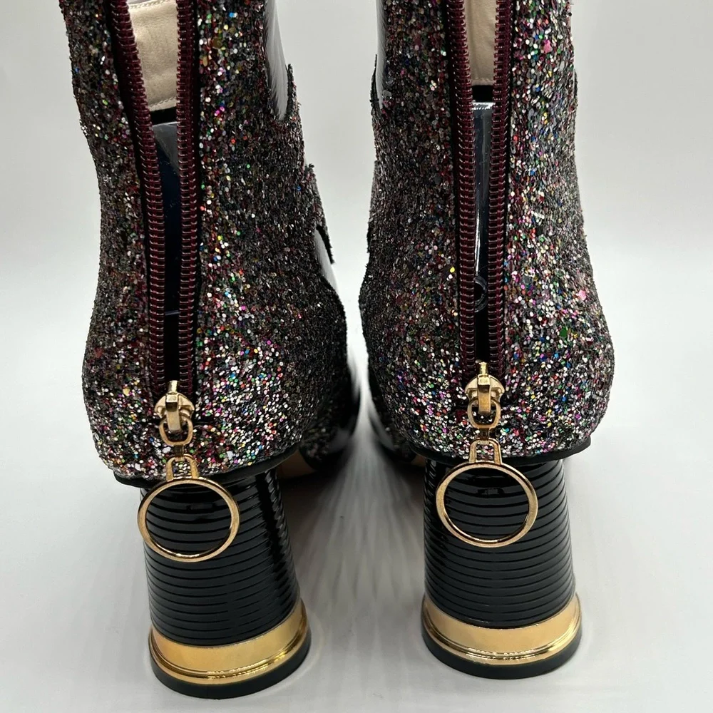 Women’s Wine Multicolored Glitter Embellished Ankle Boots Size 9 1/2 NWOT - Picture 11 of 13